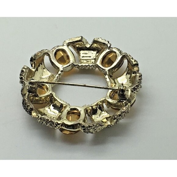 Coro  Pegasus Parure Set  Amber Topaz Necklace Bracelet Brooch Clip On Earrings - Picture 5 of 9